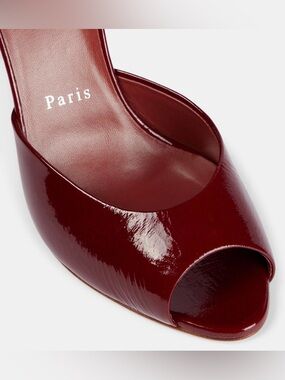 Christian Louboutin Me Dolly Dark Red Patent Leather Mules Size EU 39.5 US 9.5